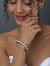 Brushed Stripe Gold Bangle